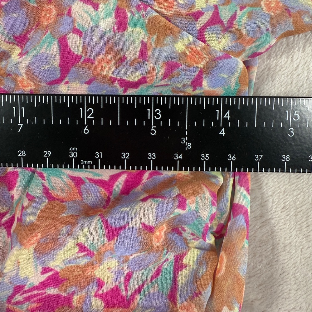 Lush Dress Womens Medium Floral Multicolor Ruched Puff Sleeve Sweetheart Mini - Picture 9 of 12